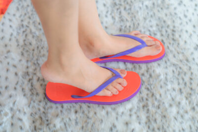 Ladies - Purple flip-flop with top layer Red - Image 3