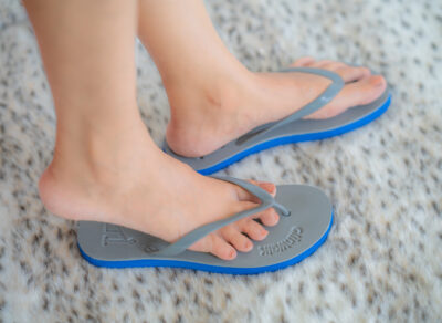 Ladies - Blue flip-flop with top layer Gray - Image 4